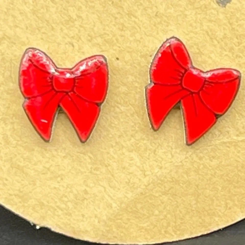 Red Bow Stud Earrings 3/$30 🎃